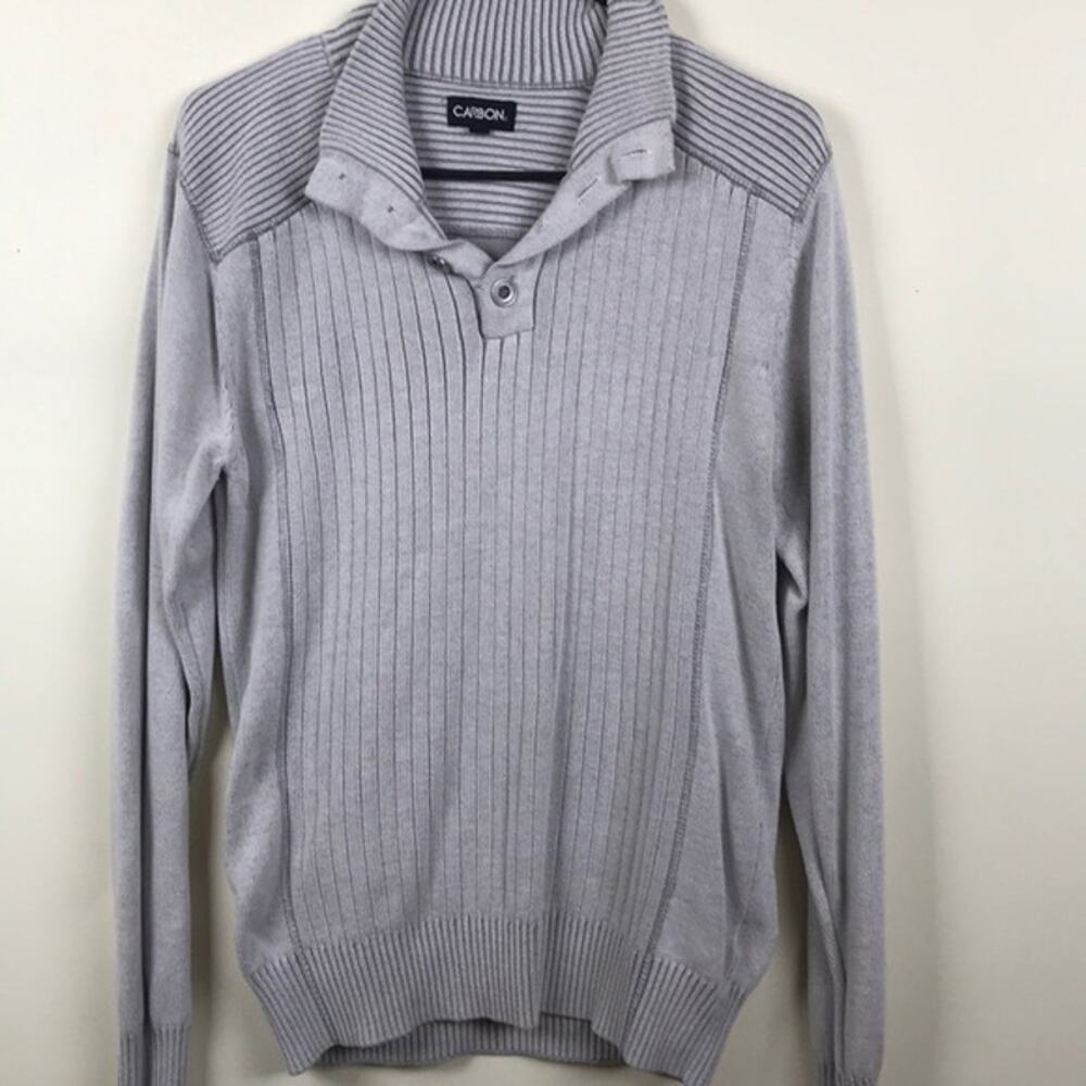 Men’s Carbon silver grey long sleeved knit sweater sz Small